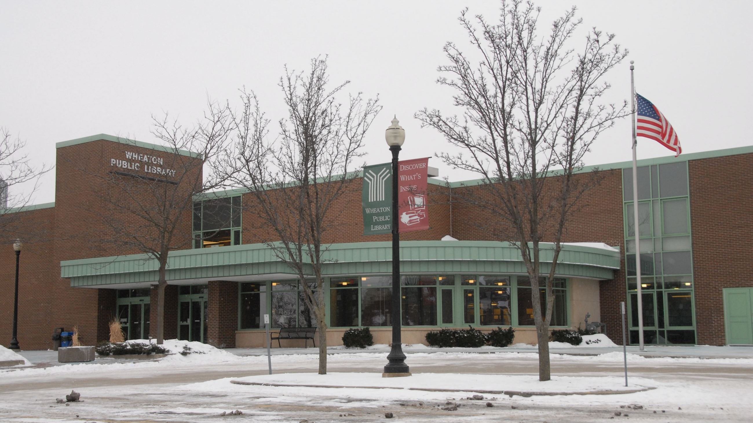 Wheaton Library during winter months