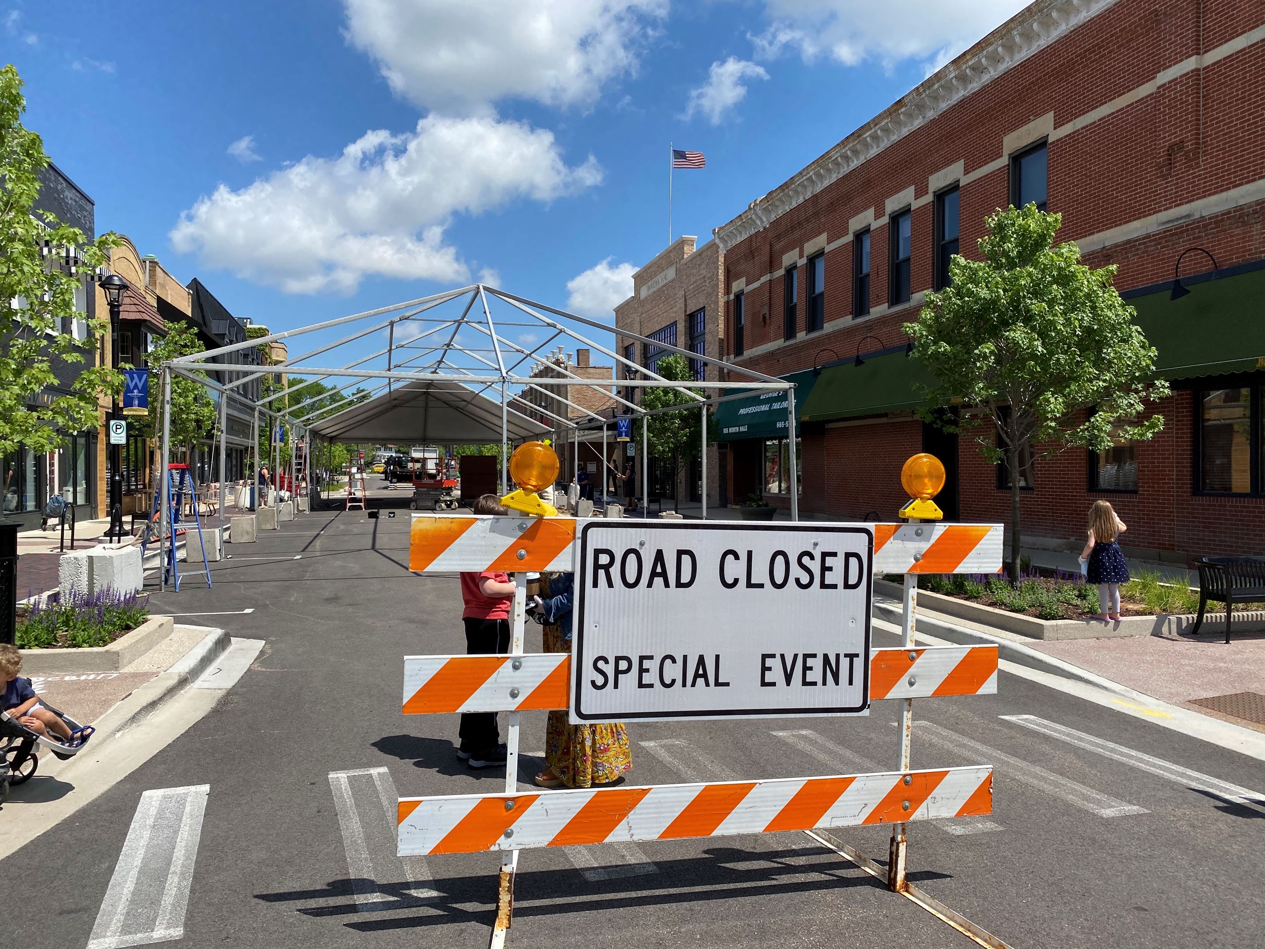 Tents going up on Hale
